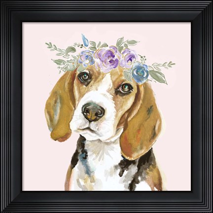 Framed Flower Crown Pet I Print