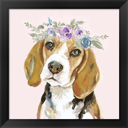 Framed Flower Crown Pet I Print