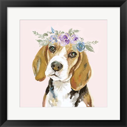 Framed Flower Crown Pet I Print