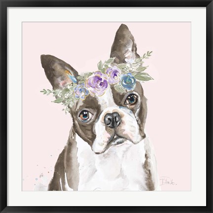 Framed Flower Crown Pet III Print