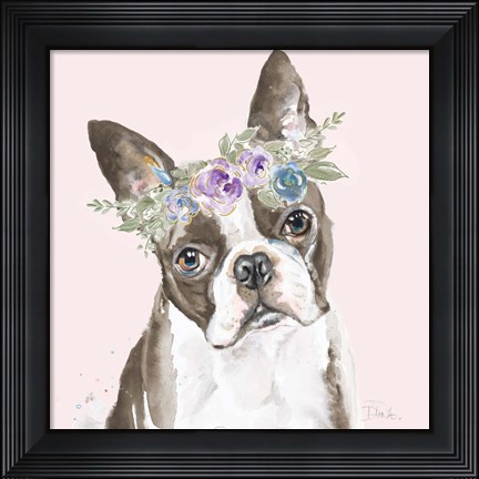 Framed Flower Crown Pet III Print