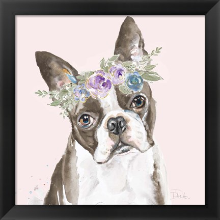 Framed Flower Crown Pet III Print