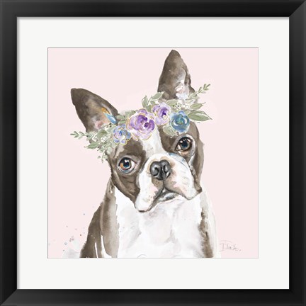 Framed Flower Crown Pet III Print