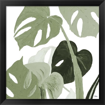 Framed Green Monstera Design I Print