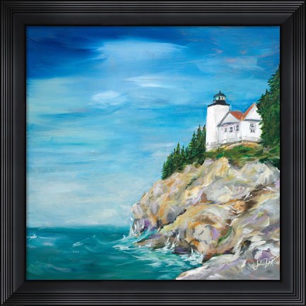 Framed Lighthouse on the Rocky Shore II Print
