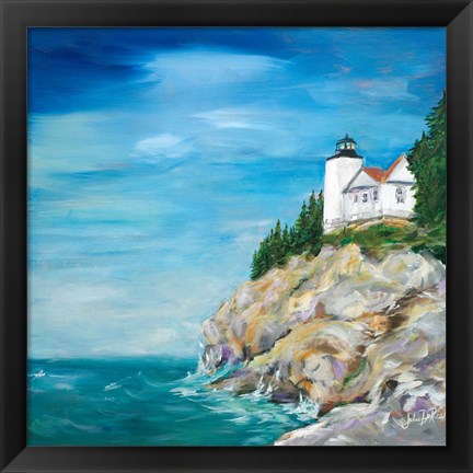 Framed Lighthouse on the Rocky Shore II Print