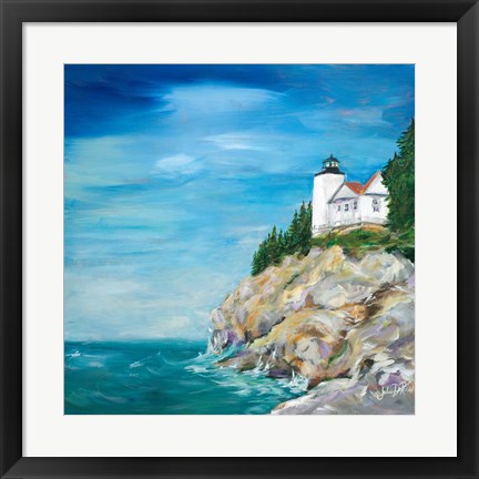 Framed Lighthouse on the Rocky Shore II Print