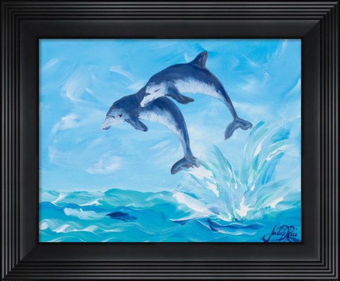 Framed Soaring Dolphins I Print