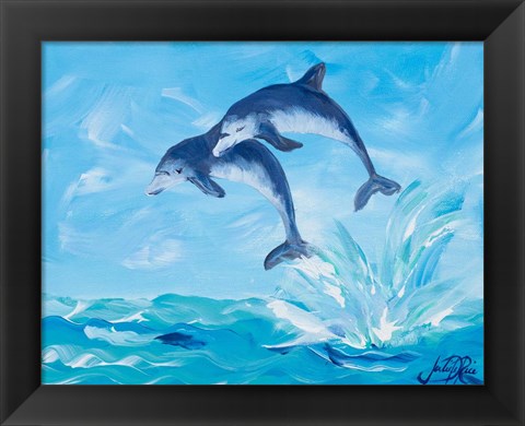 Framed Soaring Dolphins I Print