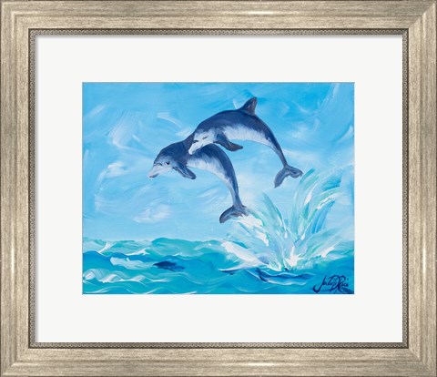 Framed Soaring Dolphins I Print