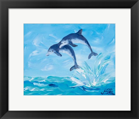 Framed Soaring Dolphins I Print