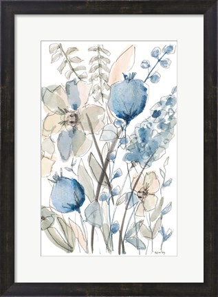 Framed Blue And White Floral I Print