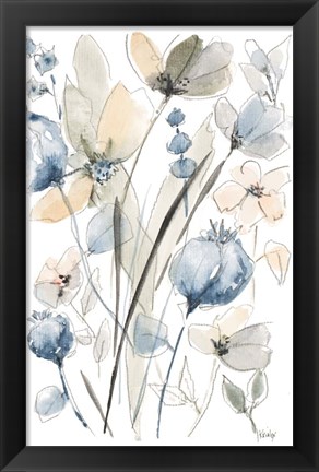 Framed Blue And White Floral II Print