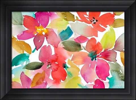 Framed Contemporary Red Blooms Print