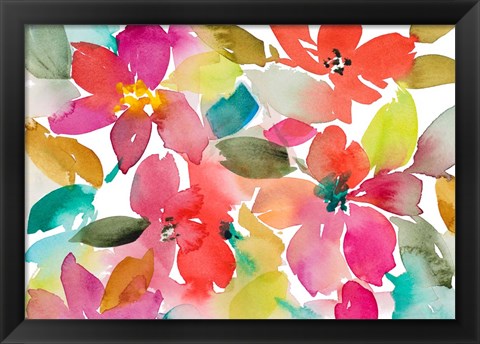 Framed Contemporary Red Blooms Print