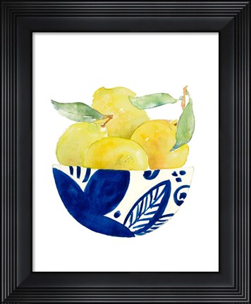 Framed Bowl of Lemons I Print