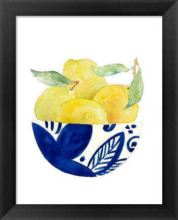 Framed Bowl of Lemons I Print