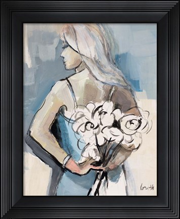 Framed Girl with Flowers Print