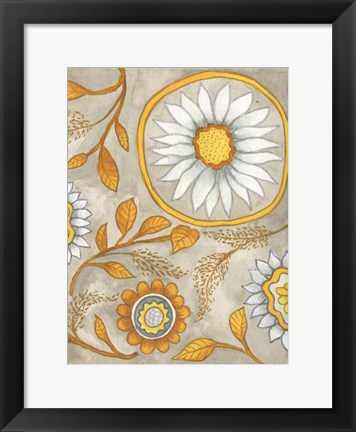Framed Flowers on Grey II Print