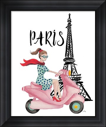 Framed Paris By Moped Print