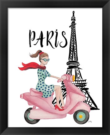 Framed Paris By Moped Print