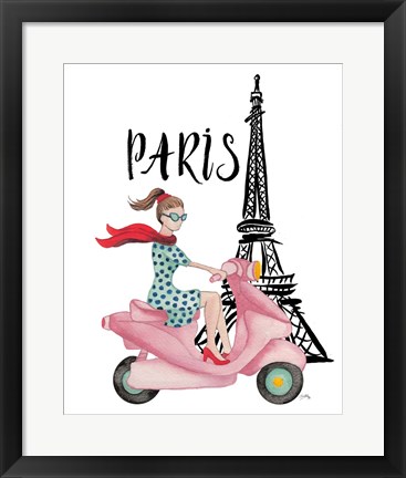 Framed Paris By Moped Print