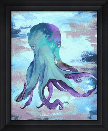 Framed Octopus Blue Print