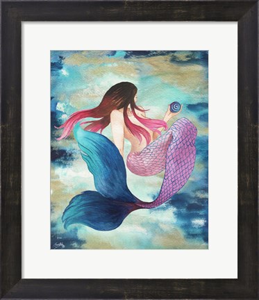 Framed Mermaid Blue Print