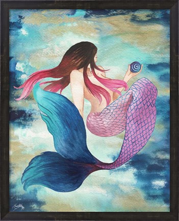 Framed Mermaid Blue Print
