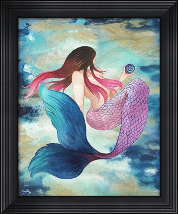 Framed Mermaid Blue Print