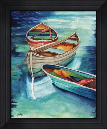Framed Docked Rowboats I Print