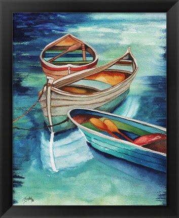 Framed Docked Rowboats I Print