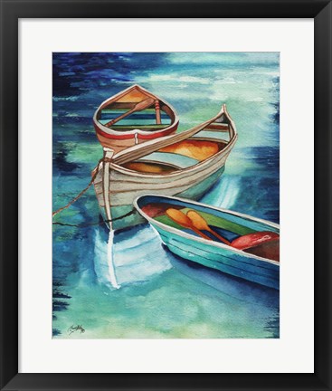 Framed Docked Rowboats I Print