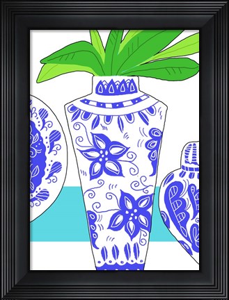 Framed Blue Vase I Print