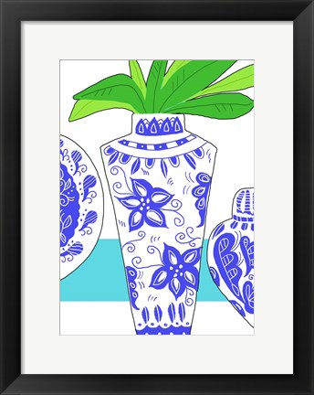 Framed Blue Vase I Print