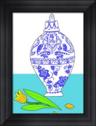 Framed Blue Vase II Print