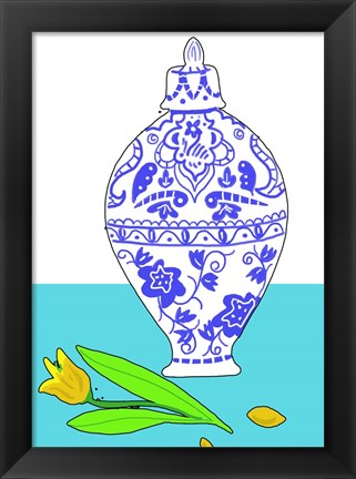 Framed Blue Vase II Print