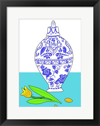 Framed Blue Vase II Print