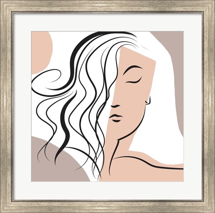 Framed Wavy Haired Woman Print