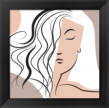 Framed Wavy Haired Woman Print