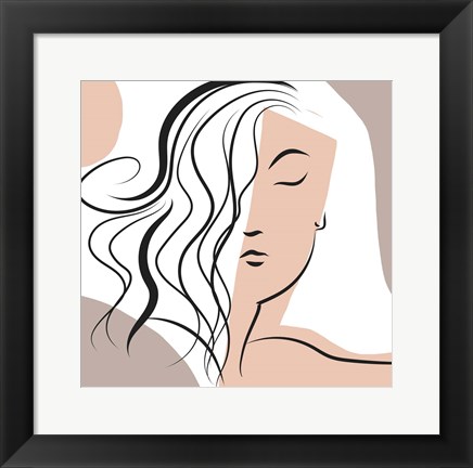 Framed Wavy Haired Woman Print