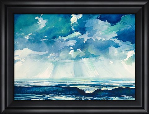 Framed Clouds and Ocean Print