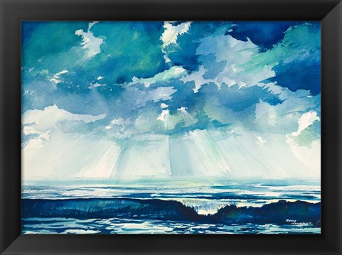 Framed Clouds and Ocean Print