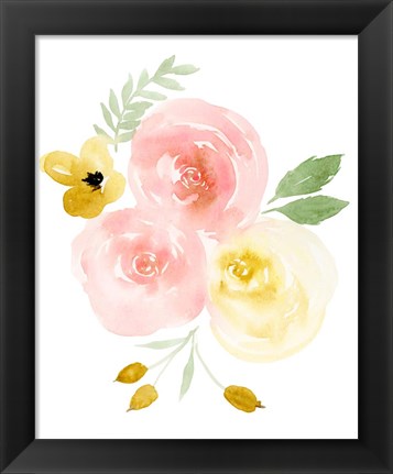 Framed Watercolor Roses I Print