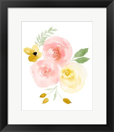 Framed Watercolor Roses I Print