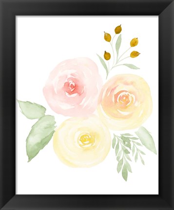 Framed Watercolor Roses II Print