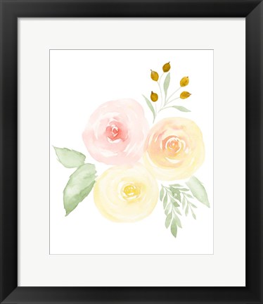 Framed Watercolor Roses II Print