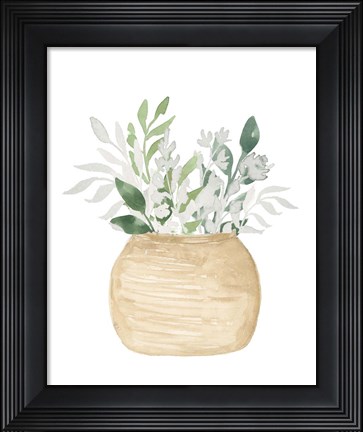 Framed Pot Of White Floral Print