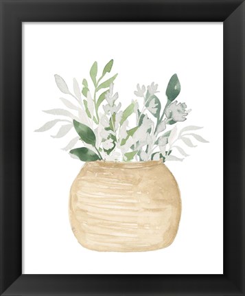 Framed Pot Of White Floral Print