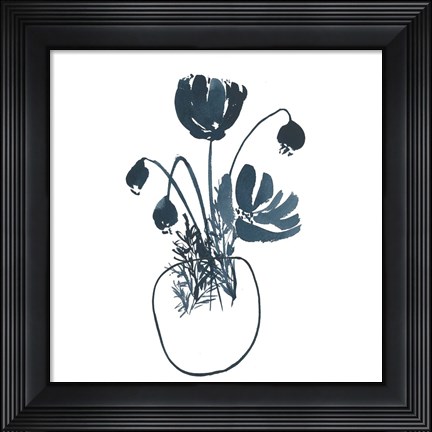 Framed Indigo Floral Study II Print